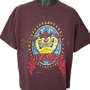 Taz Looney Tunes T Shirt Vintage 90s Warner Bros Mega Print Made In USA Mens XL